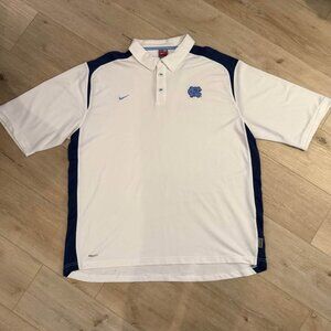 UNC Tarheels Nike FIT Polo Shirt Men XL Extra Large Dry NCAA White Navy